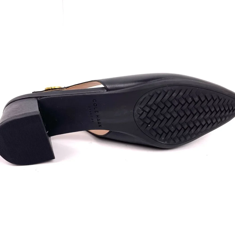 Cole Haan Go-to Slingback Pump 45 mm Womens Black Leather Shoes Size 9.5 B - Picture 10 of 10